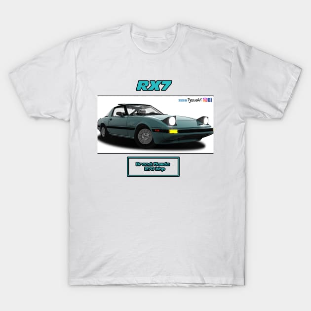 Mazda RX7 FB Blue Metallic T-Shirt by PjesusArt